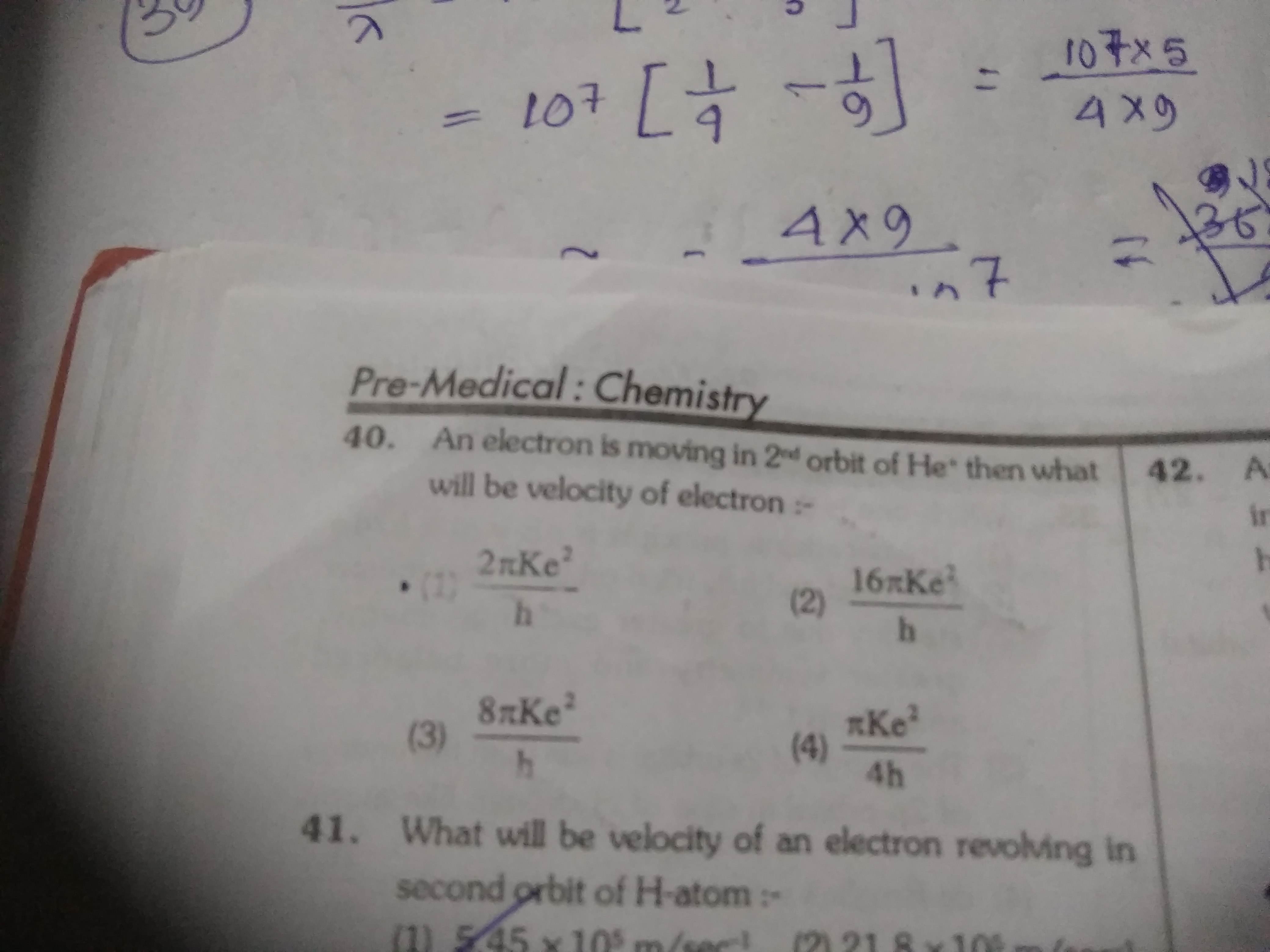 Question image for An electronic is moving in 2nd orbit of He+ then